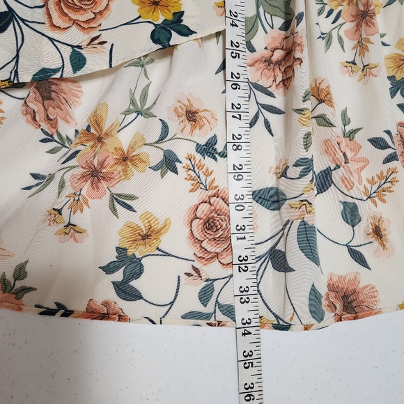 Ruffled Midi Skirt Romantic Peach Flowers Cottagecore Summer Spring XL - Picture 4 of 6